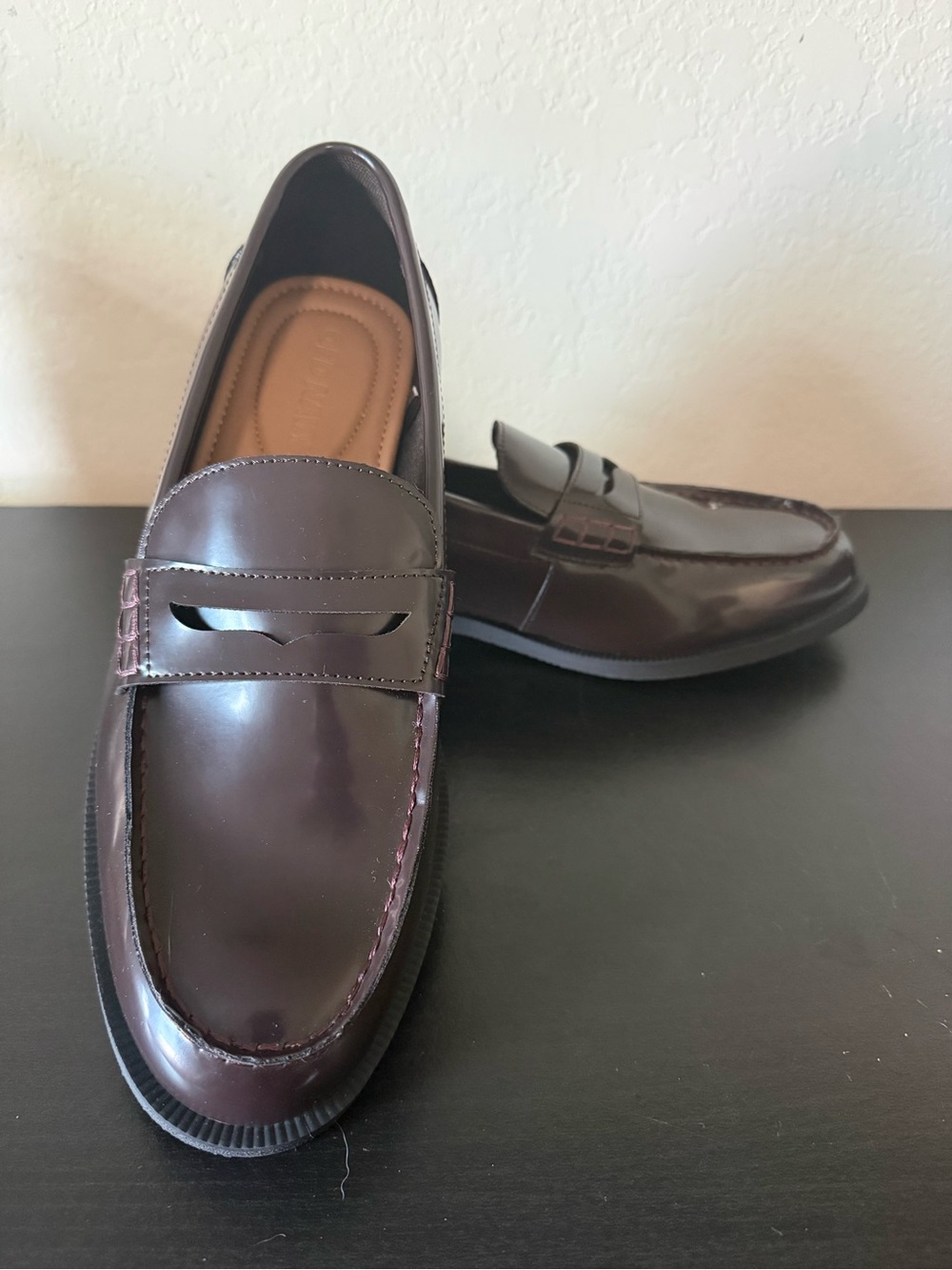 Old Navy Men's Shiny Dark Brown Penny Loafers